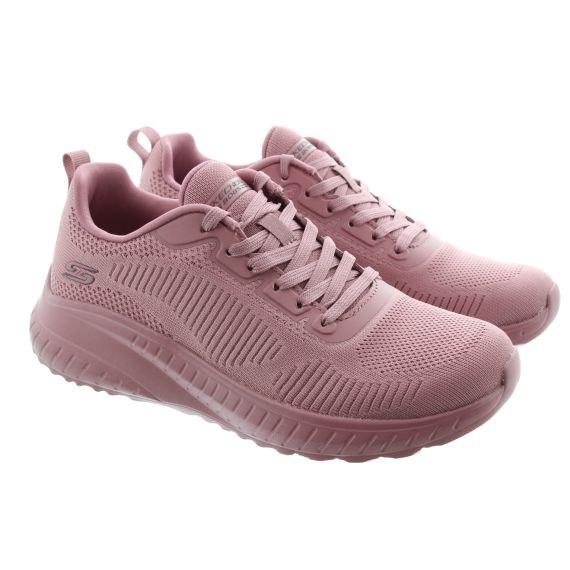 SKECHERS Ladies Machine Washable Bobs Squad Chaos Trainers In Raspberry