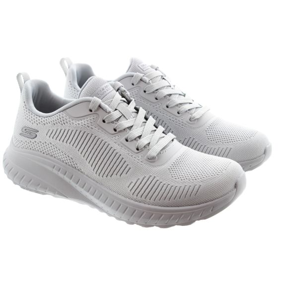 SKECHERS Ladies Machine Washable Bobs Squad Chaos Trainers In Light Grey