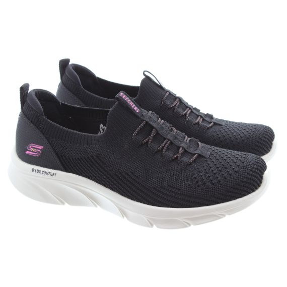 SKECHERS Ladies D'lux Comfort Shoes In Black White 