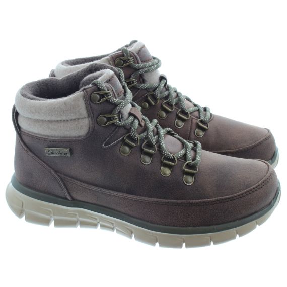 SKECHERS Ladies Synergy Lace Boots In Brown