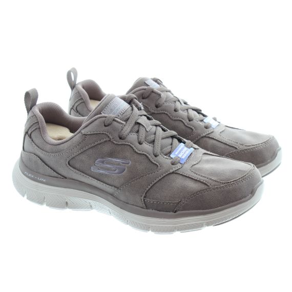 SKECHERS Ladies Machine Washable Vital Step Lace Trainers In Dark Taupe