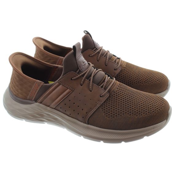 SKECHERS Mens 210803 Slip Ins Newick Trainers In Tan