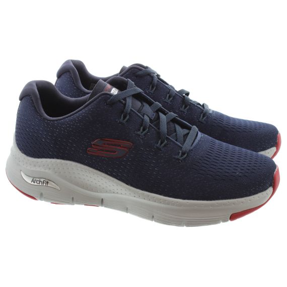 SKECHERS Mens 232601 Arch Fit Trainers In Navy/ Red