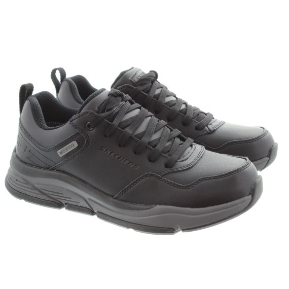 SKECHERS Mens Bengao Waterproof Trainers In Black/Grey 