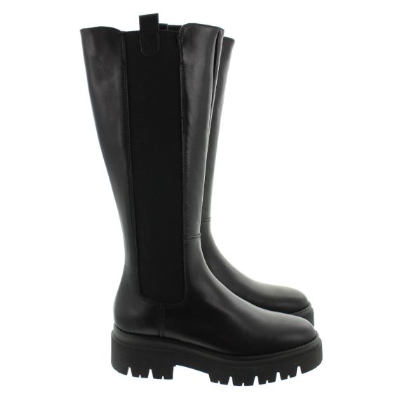 TAMARIS Ladies 25632 Flat Knee Boot In Black 