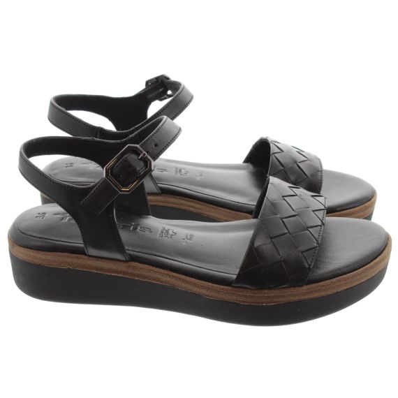 TAMARIS Ladies 28216 Flat Sandals In Black 
