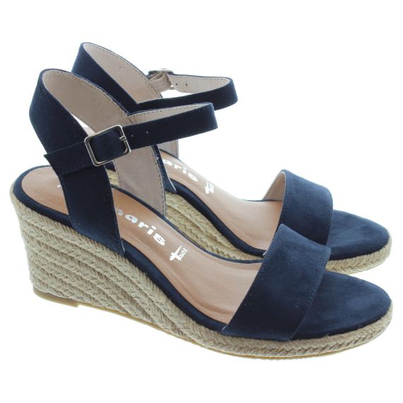 TAMARIS Ladies 28300 Wedge Sandals In Navy