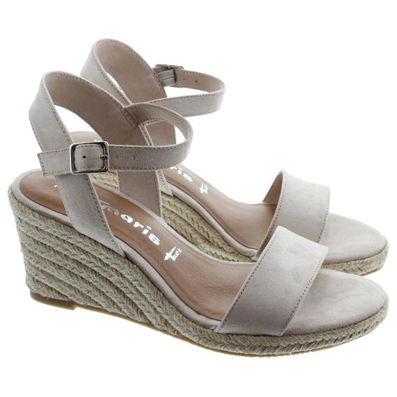 TAMARIS Ladies 28300 Wedge Sandals In Nude