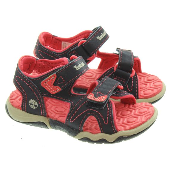 TIMBERLAND Kids 2 Strap Adventure Seeker Sandals In Navy Pink