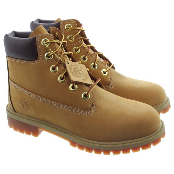 TIMBERLAND Youths Premium Authentic 6 Inch Boots In Wheat Nubuck 