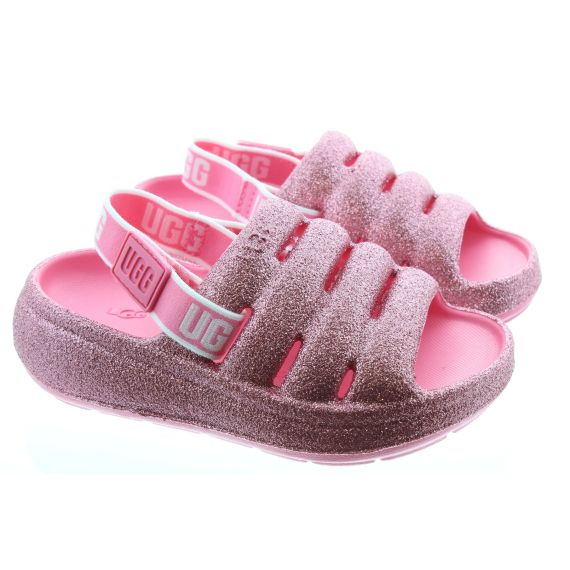 Kids Sport Yeah Slider Sandals In Pink Glitter