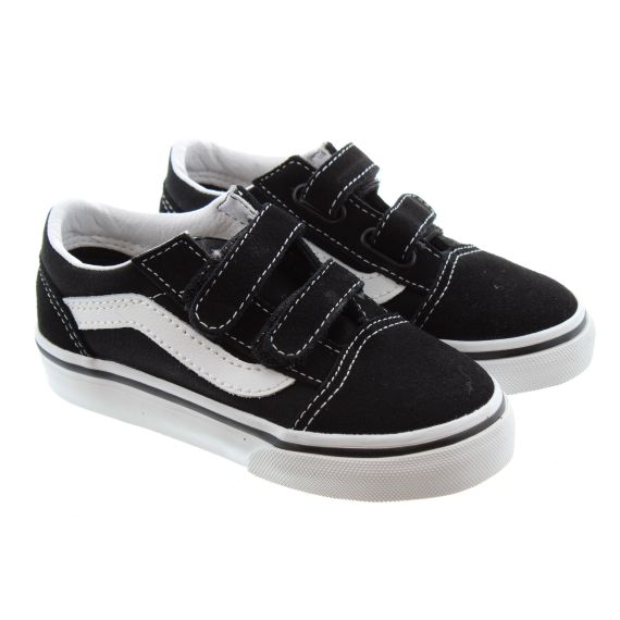 VANS Kids Old Skool Velcro Trainers In Black White