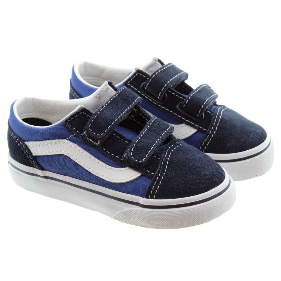 VANS Kids Old Skool Velcro Trainers In Navy