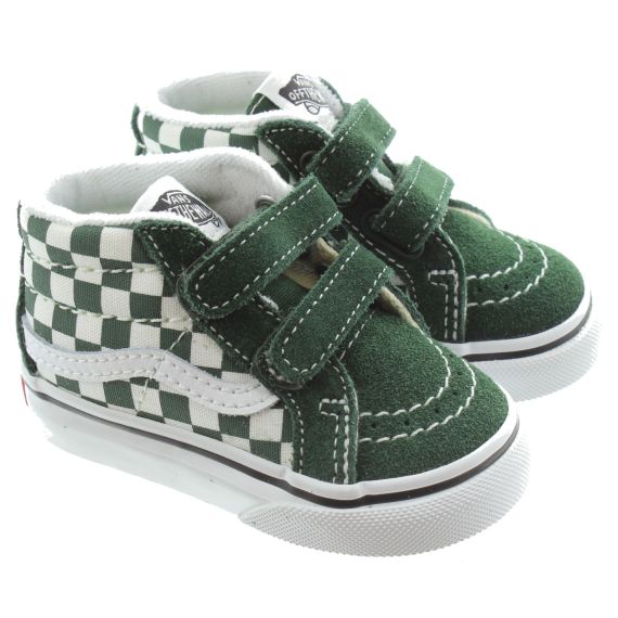 VANS Kids SK8 Mid Velcro Boots In Green 