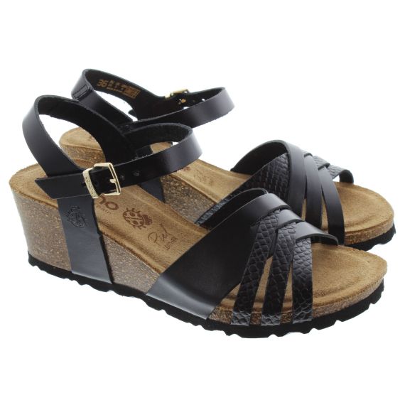 YOKONO Ladies Cadiz 137 Wedge Sandals In Black 