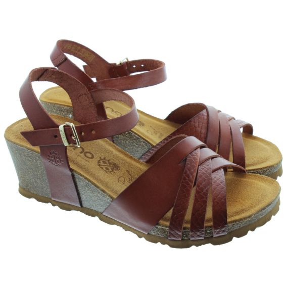 YOKONO Ladies Cadiz 137 Wedge Sandals In Tan 