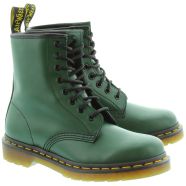 Dr Martens Leather 1460 Eyelet Boots in Green in Green