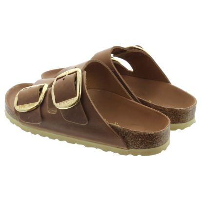 Ladies Arizona Big Buckle Sandals In Cognac