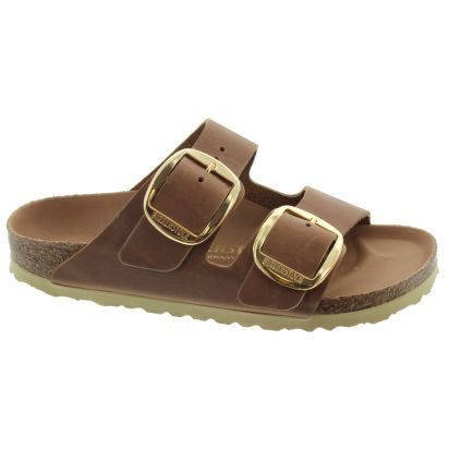 Ladies Arizona Big Buckle Sandals In Cognac