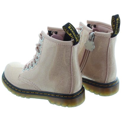 Kids 1460 Boots In Powder Pink Glitter