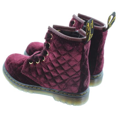 Kids1460 Velvet Boots In Cherry Red