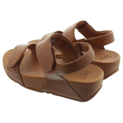 Ladies Lulu Adjustable Back Strap Sandals In Tan