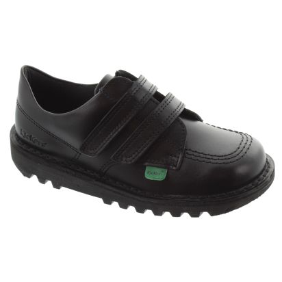 Kickers Kids Kick Lo Velcro Shoes in Black in Black