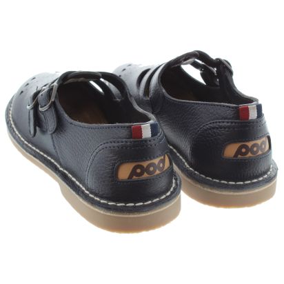 Ladies Marley Leather T Bar Shoes In Navy