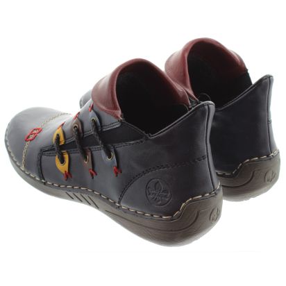 Ladies 72581 Multi Zip Ankle Boots In Navy