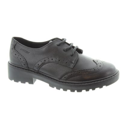Geox Jake Kids Casey Brogue Lace Shoes In Black