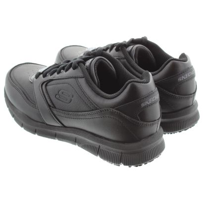 ladies black leather skechers