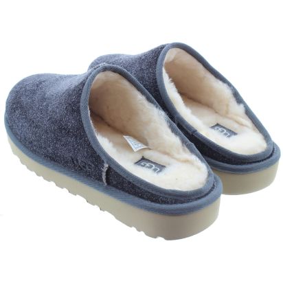Mens Classic Shaggy Suede Slip-Ons In Dark Grey