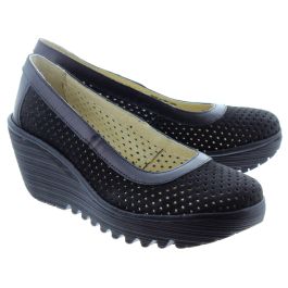 ladies black wedge shoes uk