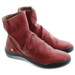 Ladies Bler Flat Ankle Boots in Red