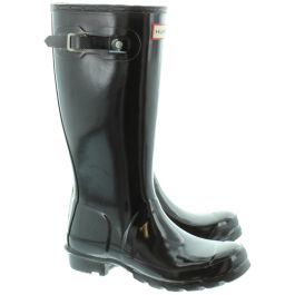 Hunter Rubber Young Gloss Wellingtons (Up To Size UK 5) in Black