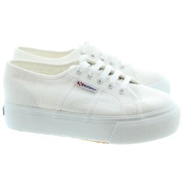 Superga 2790 Flatform Trainers In White in White
