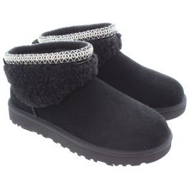 Ladies Ultra Mini Maxi Curly Boots In Black