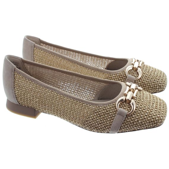 CAPRICE Ladies 22503 Chain Flat Pumps In Bark