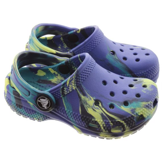 CROCS Kids Classic Marbled Clogs In Navy 