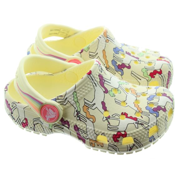 CROCS Kids Graphic Unicorn Classic Clogs In Yellow