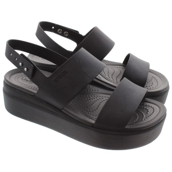 CROCS Ladies Brooklyn Low Wedge Sandals In Black