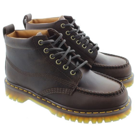 DR MARTENS Adults Lowell Chukka 6 Eye Moc Toe Boots In Brown Crazy Horse