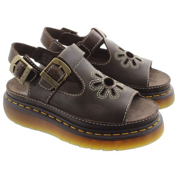 DR MARTENS Ladies Dunnet Flower Sandals In Brown 