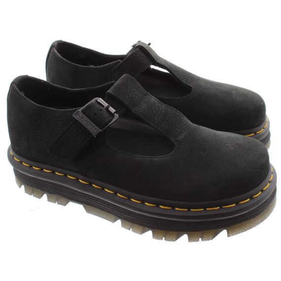 DR MARTENS Ladies Zebzag T Bar Shoes In Black
