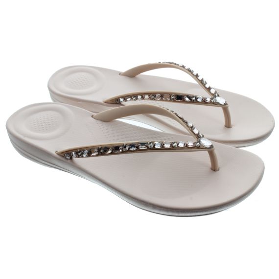 FITFLOP Ladies Iqushion Multi Crystal Flip Flop Sandals In Nude
