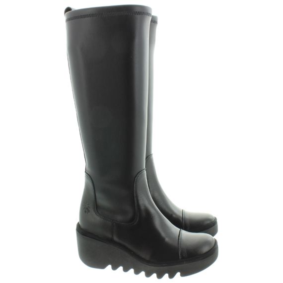 FLY Ladies Budi Wedge Knee Boots In Black