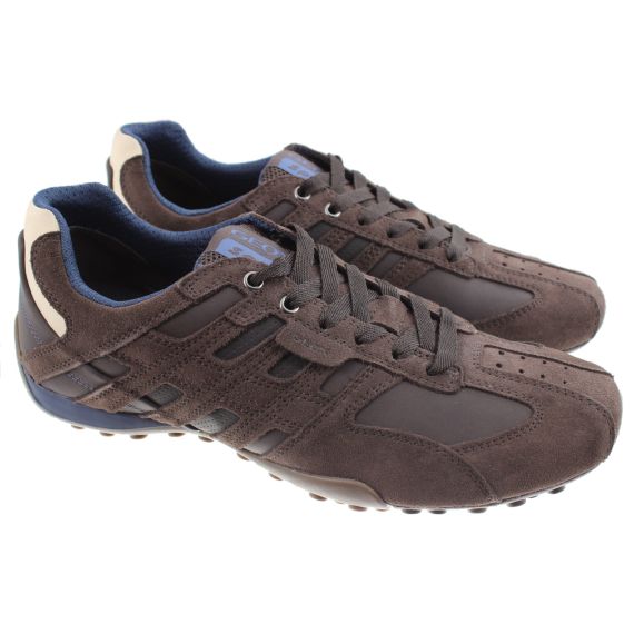 GEOX Mens Snake Original Trainers In Chocolate Brown