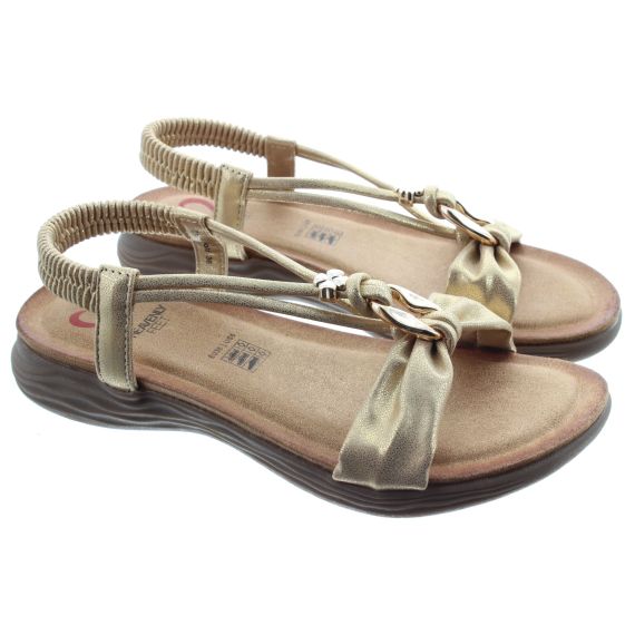HEAVENLY FEET Ladies Chime Flat Sandals In Gold