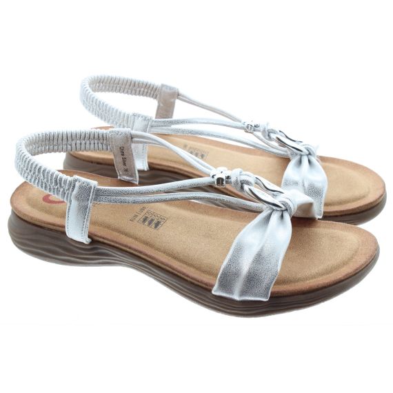 HEAVENLY FEET Ladies Chime Flat Sandals In Silver 