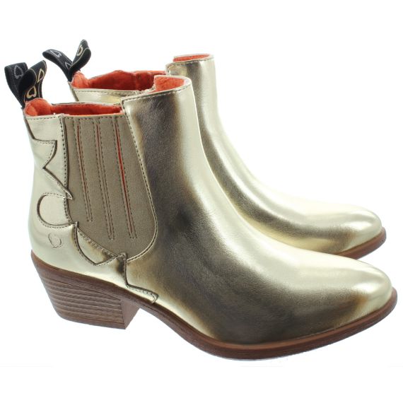 HEAVENLY FEET Ladies Christina Western Ankle Boots In Gold